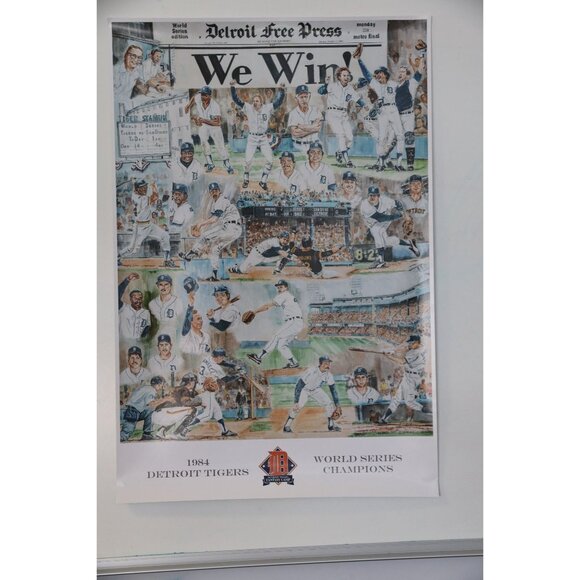 Poster By John R. Baker Detroit Tigers Other - Detroit Tigers "We Win 1984" Artist For Detroit Fantasy Poster By John R. Baker